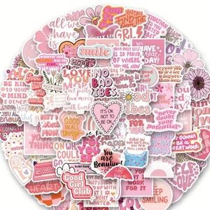 Set of 120 Motivational Quote Stickers in PINK